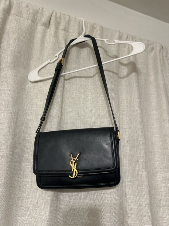 Yves Saint Laurent Handbags - Yves Saint Laurent Black Leather Shoulder Bag with Gold YSL Logo